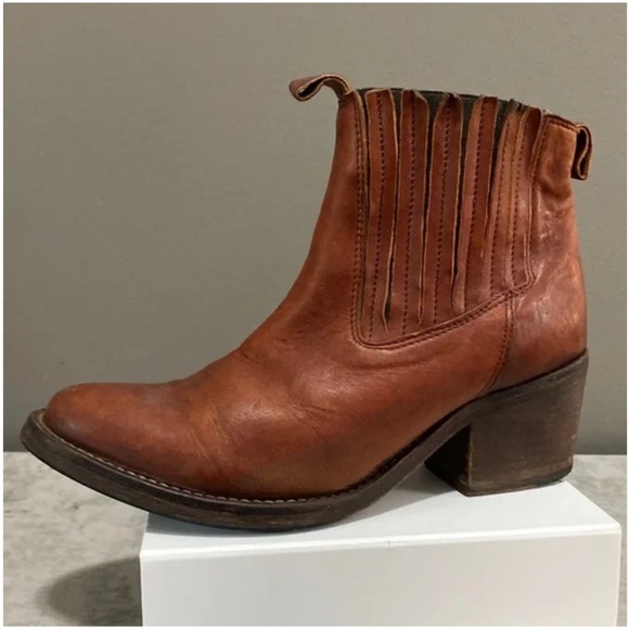 All Saints Bonnie Valley Leather Cognac Ankle Boots/Booties Size 40 US 10 - Picture 2 of 5